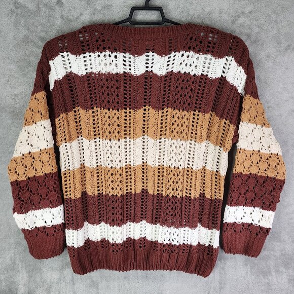 Womens LuLaRoe Open Knit Mariah Sweater Multicolor Striped Long Sleeve Size XL - Picture 8 of 11